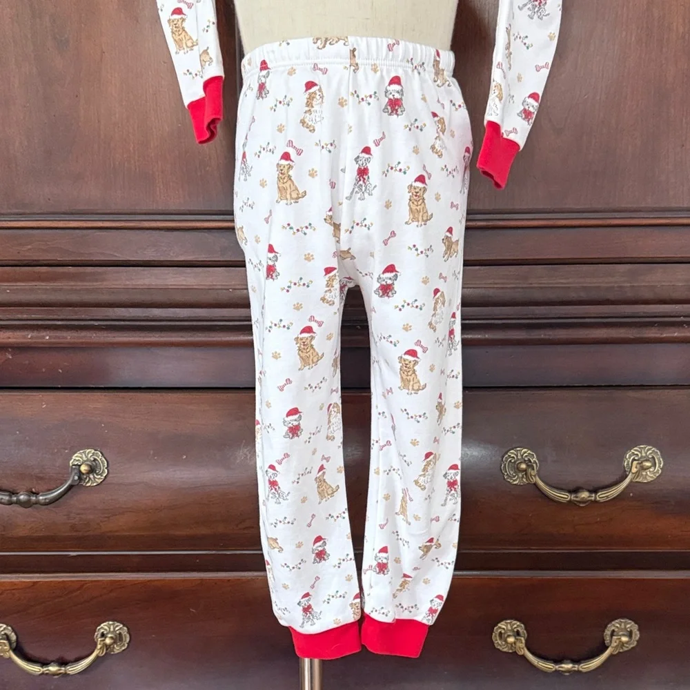 La Luna Christmas Dog Pajamas 4T Pima Cotton Holiday PJ Set Kids 2 Piece